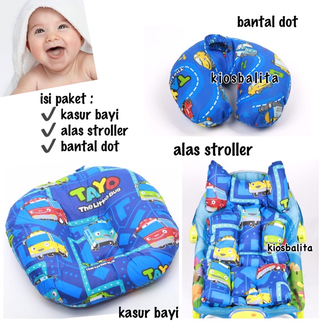 PAKET KADO LAHIRAN BAYI / PERLENGKAPAN BAYI PAKET KASUR BAYI + ALAS STROLLER + BANTAL DOT