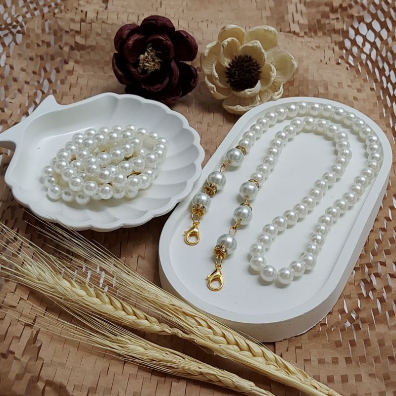 KONEKTOR MASKER HIJAB MUTIARA, PENGAIT MASKER HIJAB MUTIARA-Klg Mask Mtr Putih