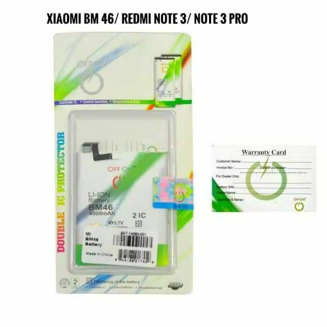 Baterai Battery Double Power OFFON Xiaomi BM46 Redmi Note 3 Note Redmi 3 Pro Batre BM 46 Redmi Note3  Redmi Note3 Pro Original