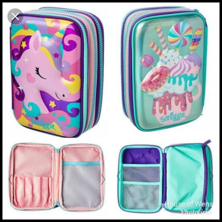 

Smiggle Hip Hardtop Triple Up Pencil Case - Tempat Pensil Smiggle - Merah Muda