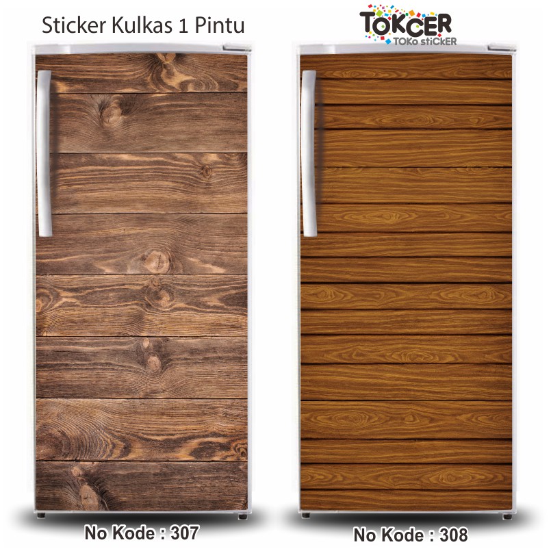 Stiker Kulkas 1 Pintu dan 2 Pintu MOTIF KAYU