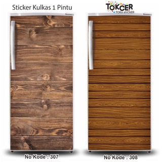  Stiker  Kulkas  1 Pintu dan 2 Pintu MOTIF  KAYU  Shopee 