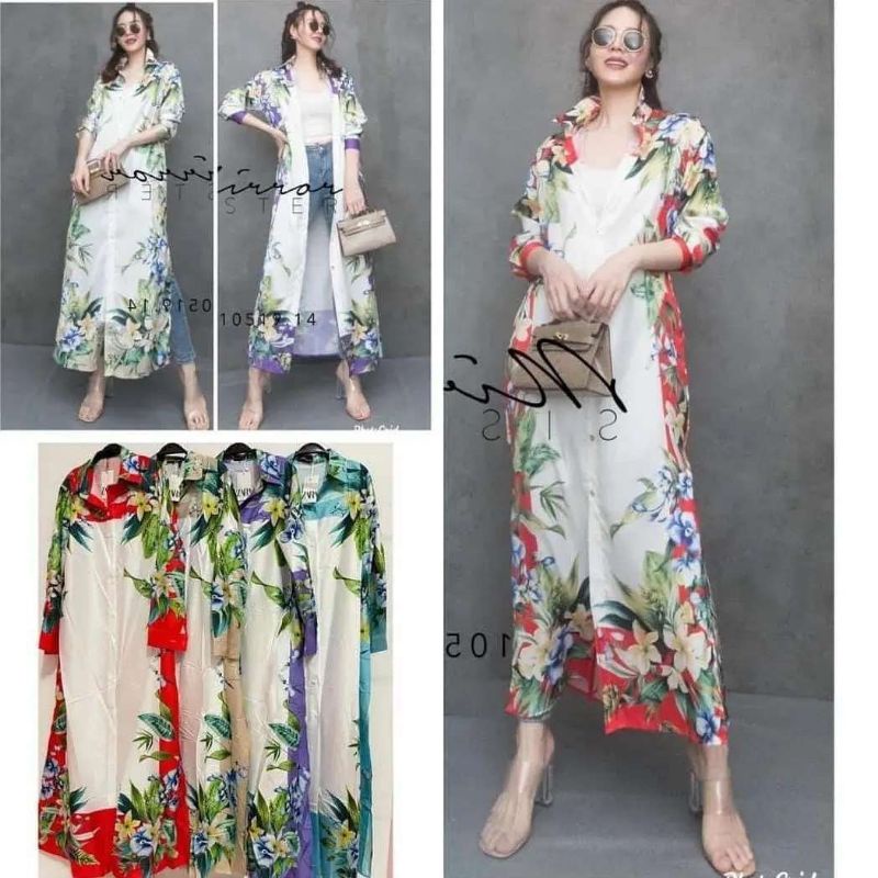 Dress Cantika | Dress Satin Motif Bunga