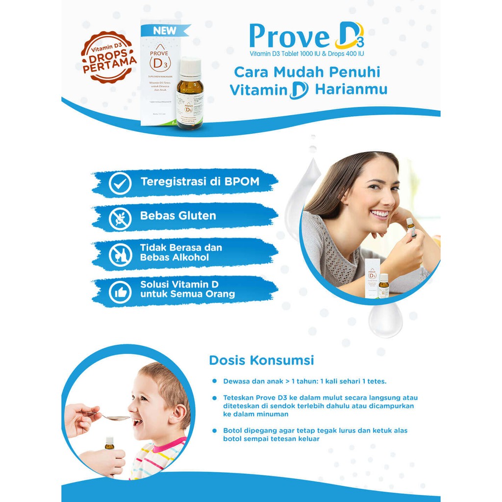 Prove D3 Drop - Vitamin D3 400 IU Tetes 12.5 ml untuk Dewasa dan Anak