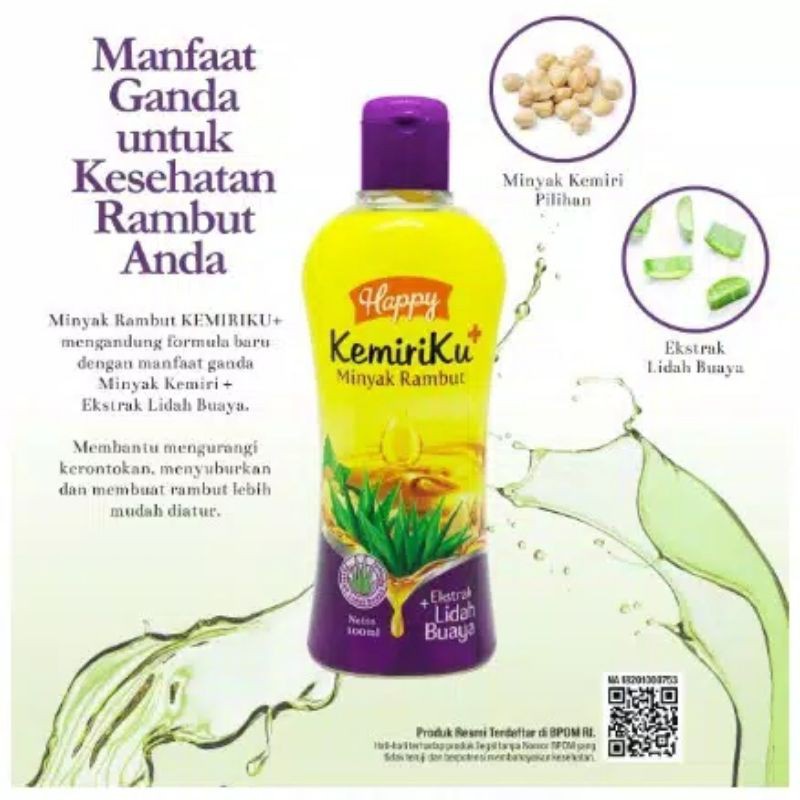 [Per Pc] Minyak Rambut Happy Kemiriku + Ekstrak Lidah Buaya Aloe Vera Original BPOM