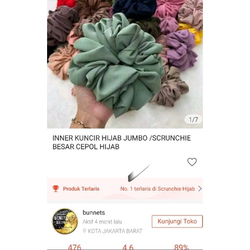 INNER KUNCIR HIJAB JUMBO /SCRUNCHIE BESAR CEPOL HIJAB