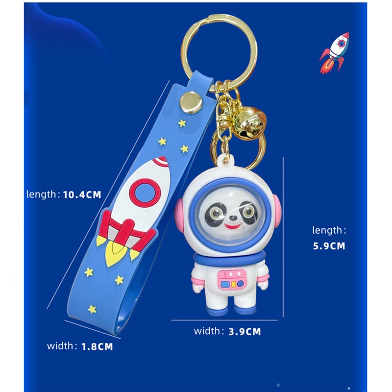 Gantungan Kunci Bentuk Kartun Panda Astronot Bahan PVC Untuk Hadiah