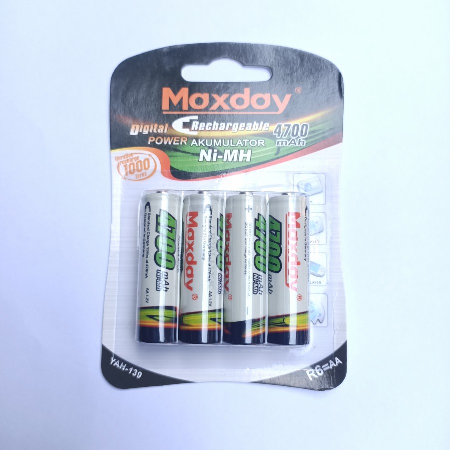 BATRE CAS BATRE ISI ULANG  MAXDAY AAA 2700mAh / AA 4700mAh 1,2v batre recharge isi ulang BATRE MAINAN BATRE BATRE KAMERA DLL