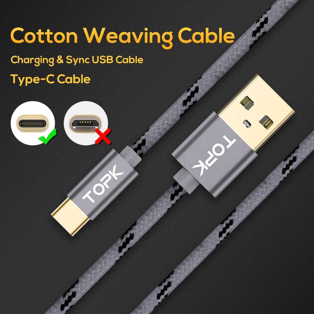 Kabel Charger USB Type C Braided 1 Meter 3A Cable Carger Hp Casan Handphone Murah Charge Smartphone