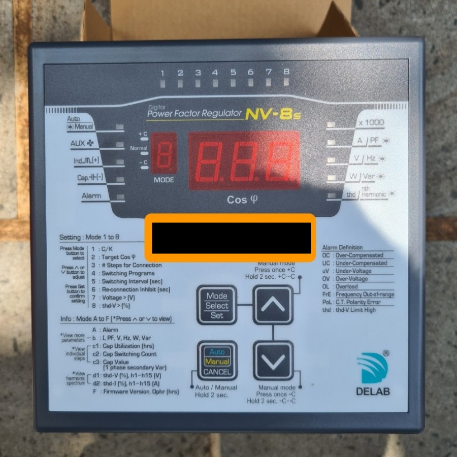 Power factor regulator 8 step NV-8S