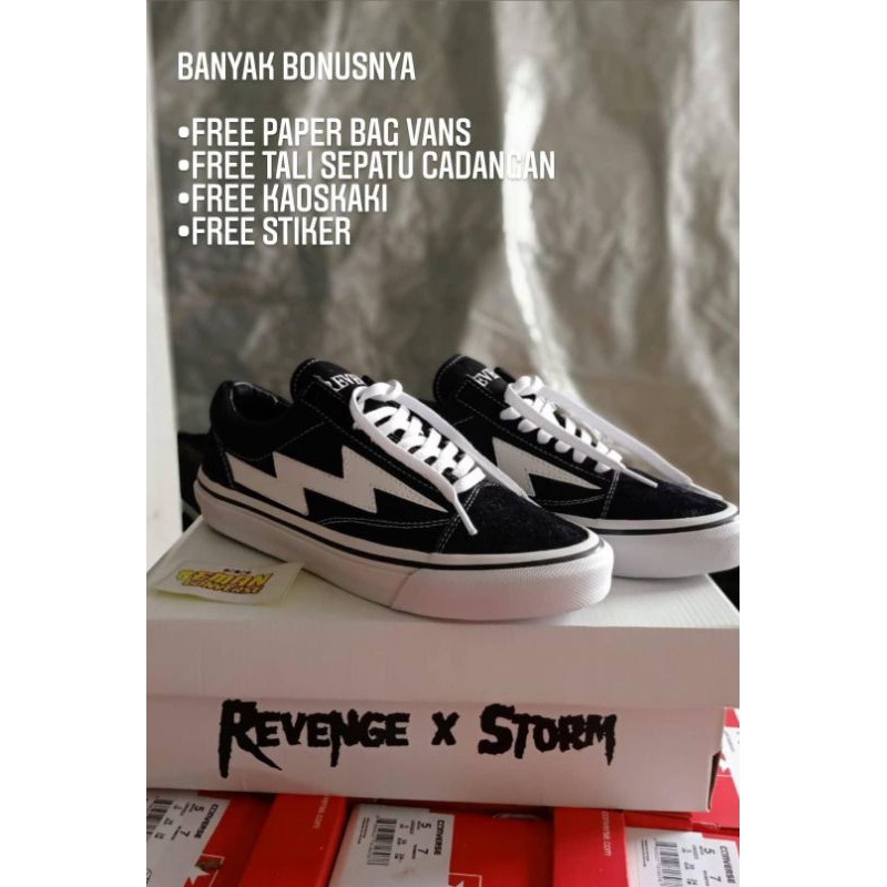 OBRAL SEPATU REV3NGE X STORM BLACK WHITE CLASIC PREMIUM CHINA WAFFLE DT