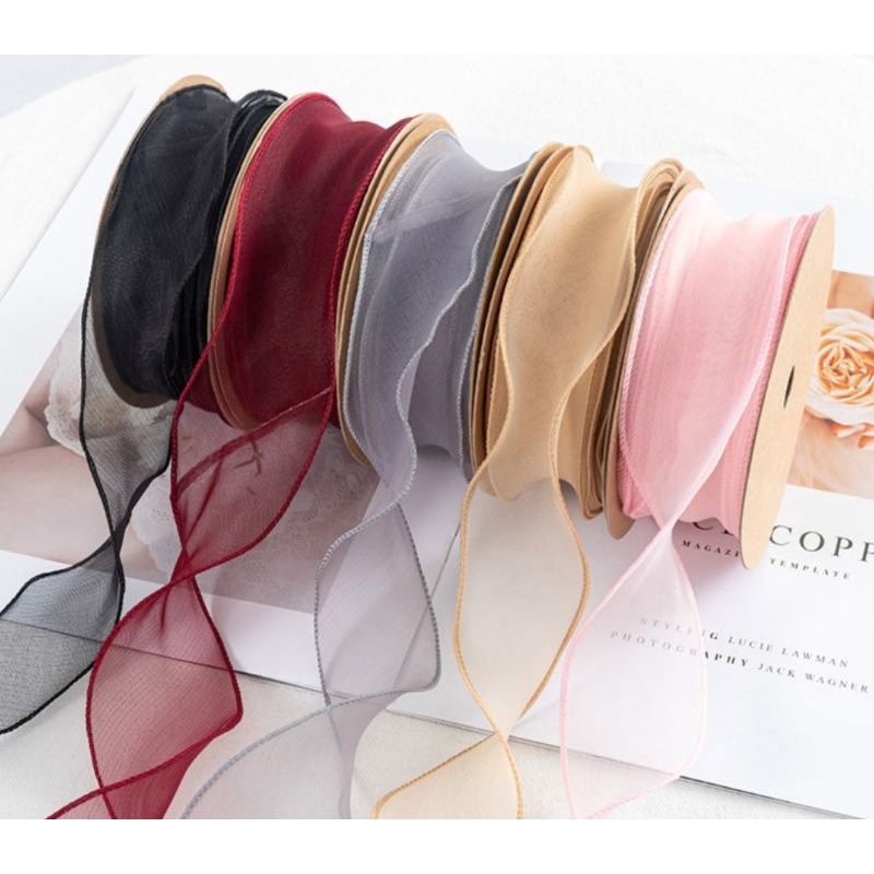 

pita organza gelombang/fishtail ribbon /pita bouquet/pita gelombang buket