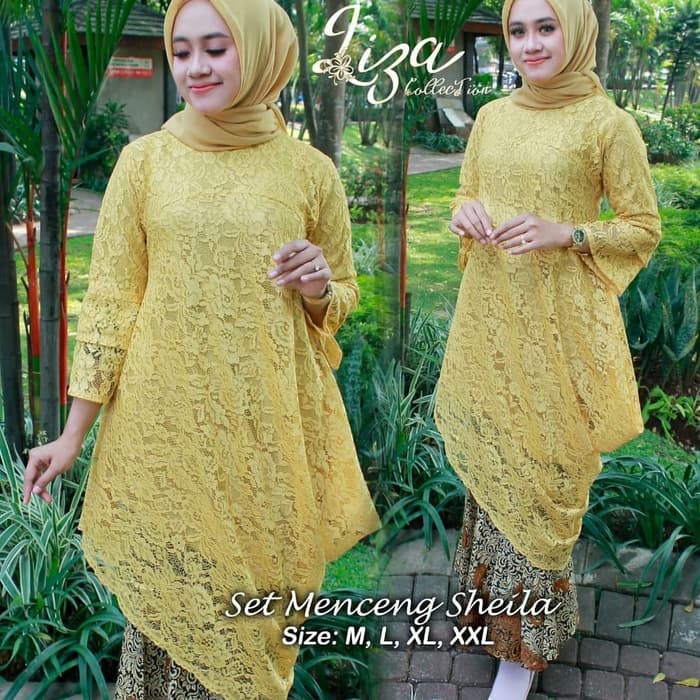 fashion wanita kebaya brokat tunik menceng sheila