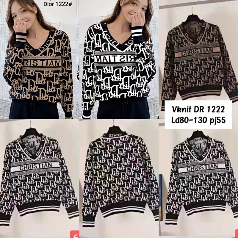 Tshirtgiants / Atasan V knit import 1222 / baju rajut import FS