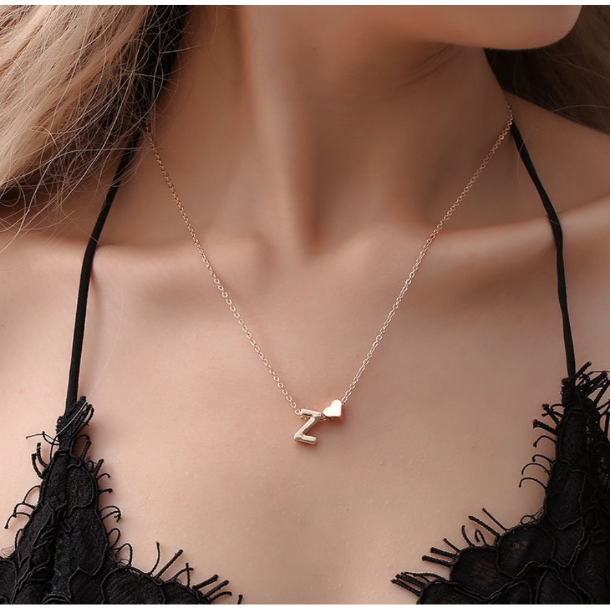 OSM - K480 (A - M) Kalung Huruf Love Kecil Stainless / Fashion Style / Set Perhiasan Wanita-2