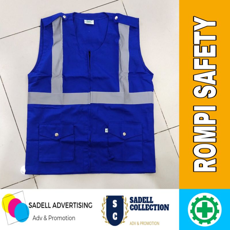Rompi Polos Rompi Safety Rompi Biru Bahan Drill
