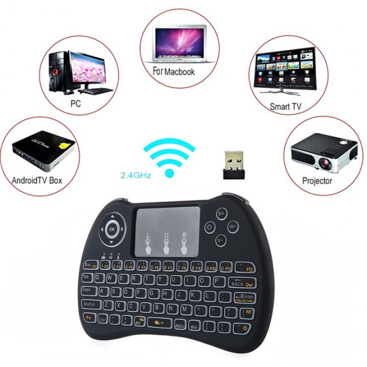 H9-L Mini Hand-held Wireless Keyboard QWERTY with Backlight