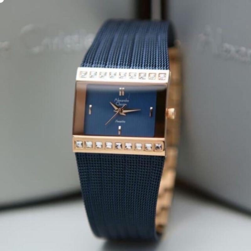 Jam Tangan Alexandre Christie AC2561 Wanita Original Rantai Pasir Black Rosegold