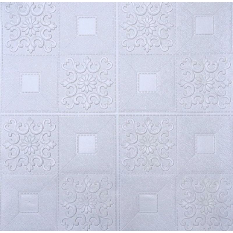 WALLPAPER 3D MOTIF BATIK CLASIC 70X70CM TEBAL 3MM-BATIK PUTIH