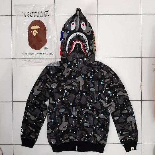 Jaket Bape Shark WGM Black Camo