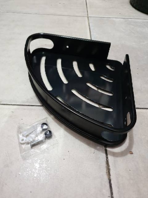 Rak sabun sudut alumunium hitam PROMO