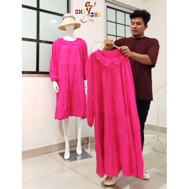 LONG TUNIK FUSCHIA / LONG TUNIK KRAH / TUNIK POLOS / TUNIK WANITA MUSLIMAH / TUNIK JUMBO
