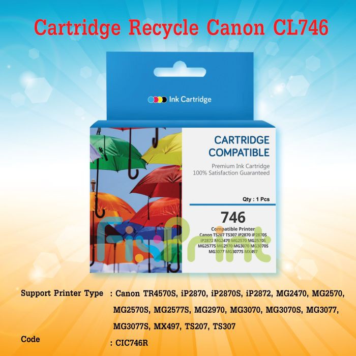 Cartridge Recycle Canon 746 Color, Tinta Printer Canon MX497 MG2470 MG2570 IP2870