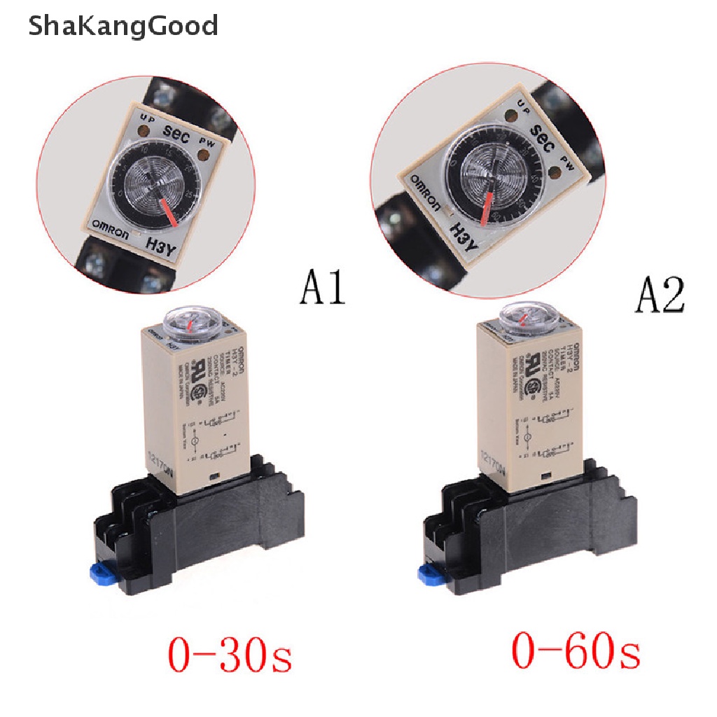 Skid Power On Relay Delay Timer 220V H3Y-2 0-30s / 60s DPDT &amp; Base Socket