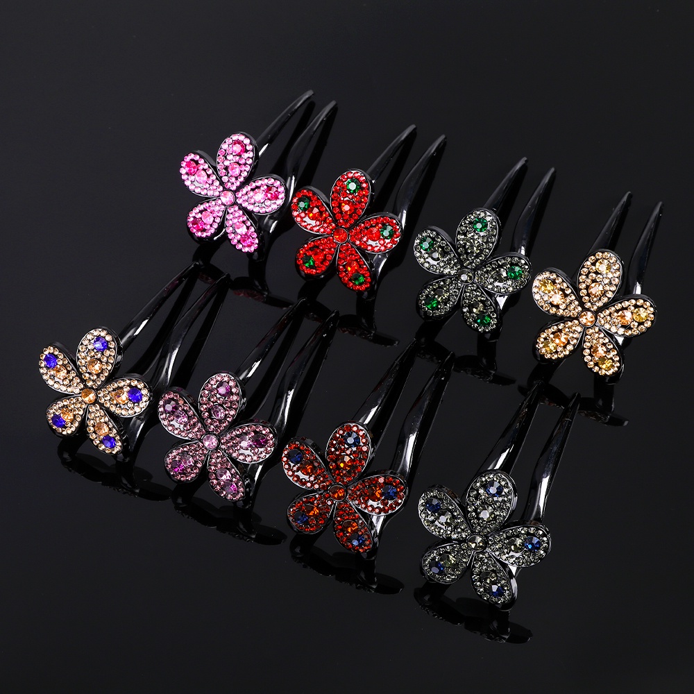 Jepit Rambut Bentuk U Aksen Berlian Imitasi Warna-Warni Untuk Wanita
