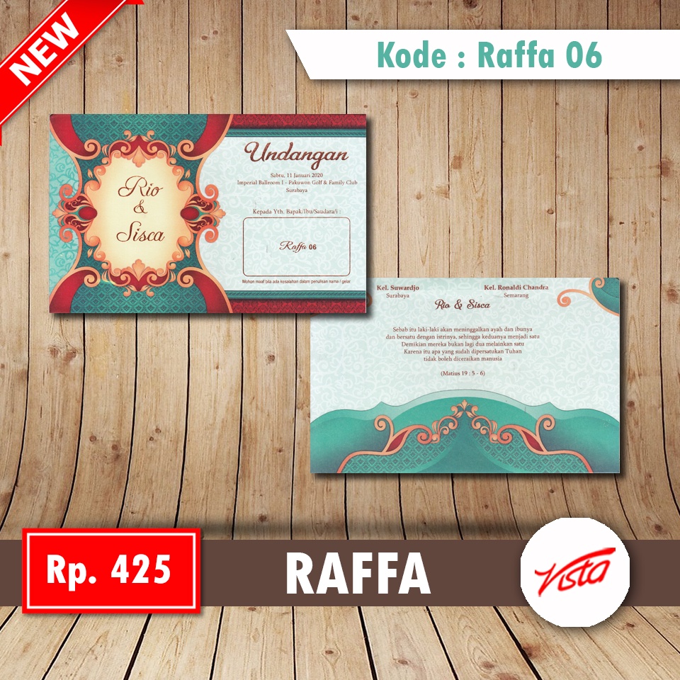 Undangan pernikahan blangko raffa 06 nikah wedding simple DIY Print tasikmalaya harga ukuran plastik