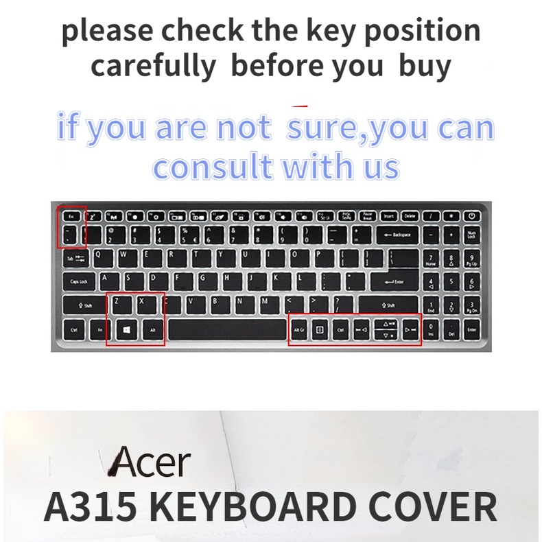 Cover Pelindung keyboard Acer 15.6 inch EX215-51G A315 A350 S50-55G Swift315 Full COVER Bahan Silikon