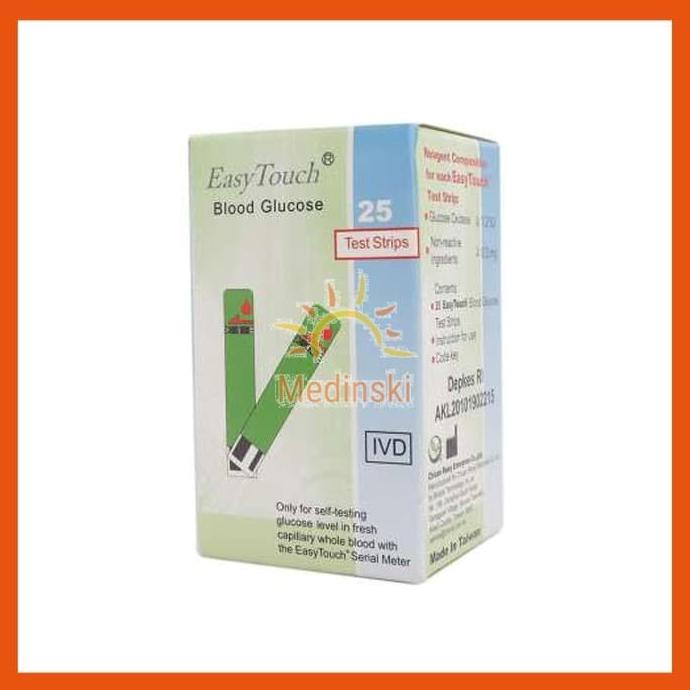 ( BISA COD ) Easy Touch Strip Tes Cek Gula Darah Isi 25 Stik Glucose EasyTouch TERLENGKAP [Kode