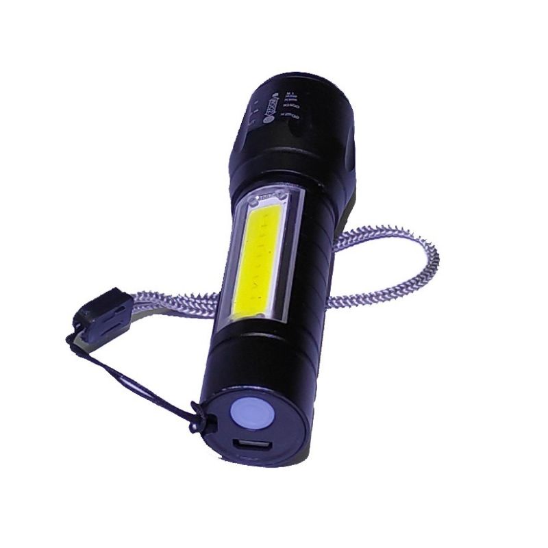 Senter Mini Zoom XPE + Led COB Cas USB // SWAT Mini Cahaya Super Terang