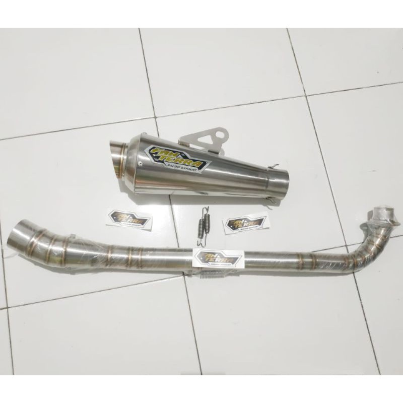 knalpot merek fantera untuk CC up, leher ful cacing pnp motor bebek.full stenlis