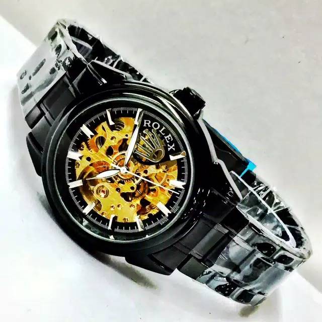 Jam Tangan Pria Rolex Classic Chain Skeleton  S778 FullBlack