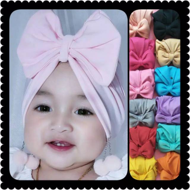 Turban baby pita  kupu- kupu // turban anak // turban baby // turban kupu2 polos