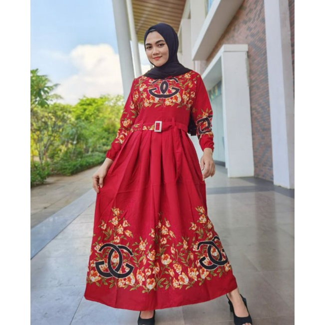 GAMIS MONALISA KLOK KERAH GG MOTIF BUNGA MODEL TERBARU 2021 KEKINIAN VIRAL