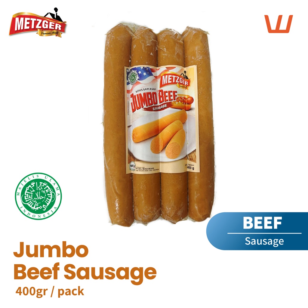 

Jumbo Beef Sausage Sosis Sapi Halal Metzger 400gr
