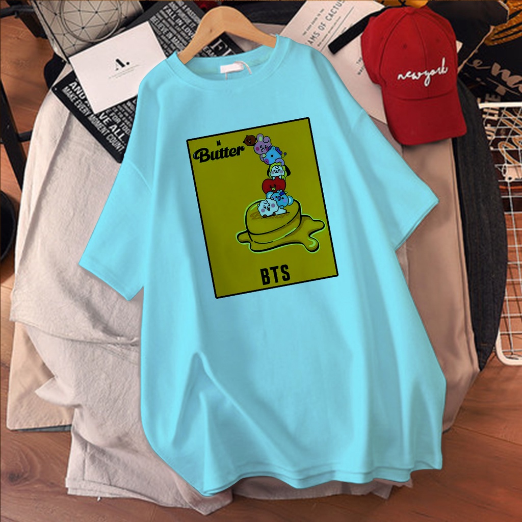 CALVIERO SHOP - BAJU KAOS WANITA DEWASA PRINT CASUAL BT21 BUTTER