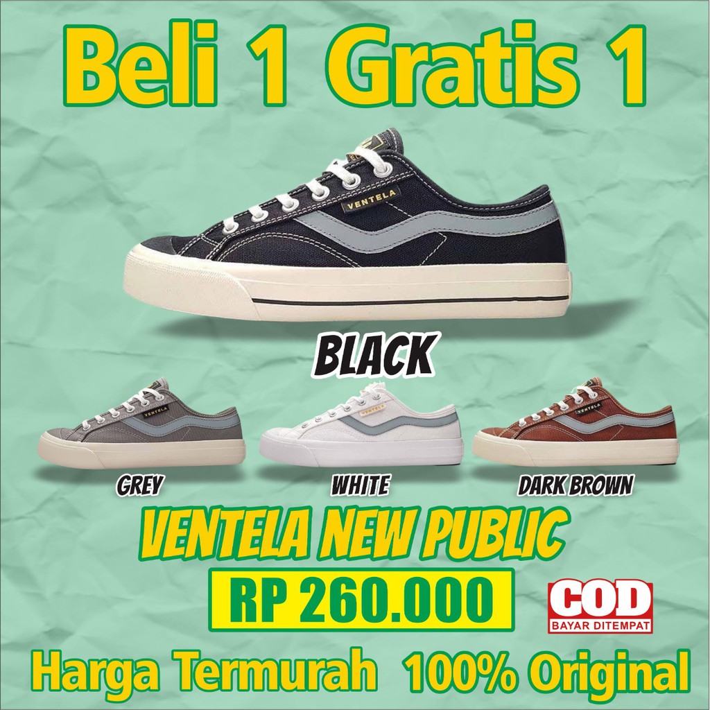 Ventela New Public Black Natural Original Sepatu Vantella