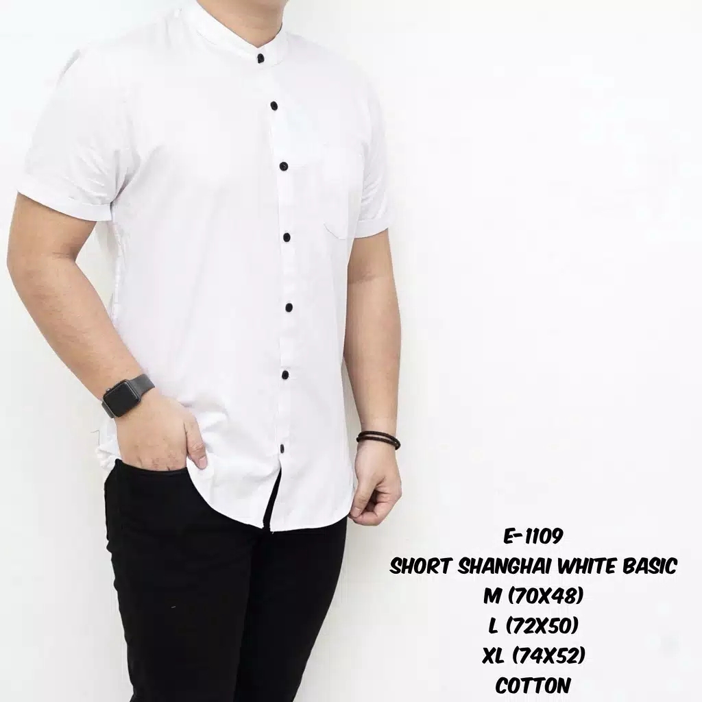 Kemeja Putih Lengan Pendek Polos Kemeja Cowo Slimfit Pria Lengan Pendek