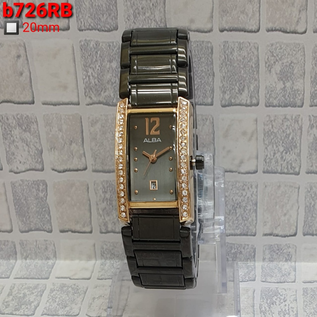 Grosiran Jam Tangan Fashion Wanita Alba 02100HL Analog Strap Stainless Steel Tanggal Aktif Include Box Jam Tangan (COD)