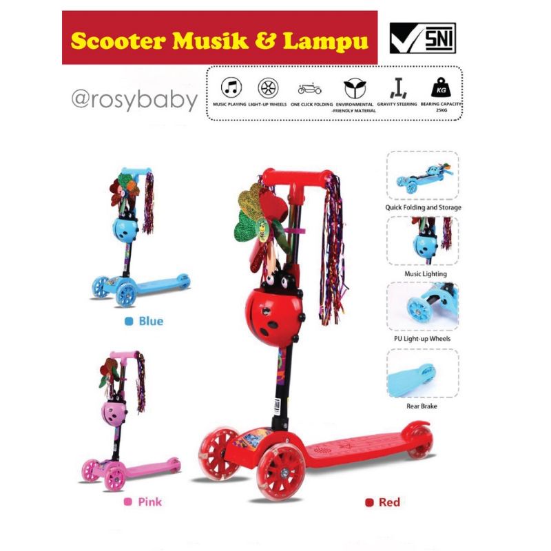 SCOOTER OTOPED ANAK RODA 3 PACIFIC EXOTIC ET HB 005 Skuter Lampu &amp; Musik pacific