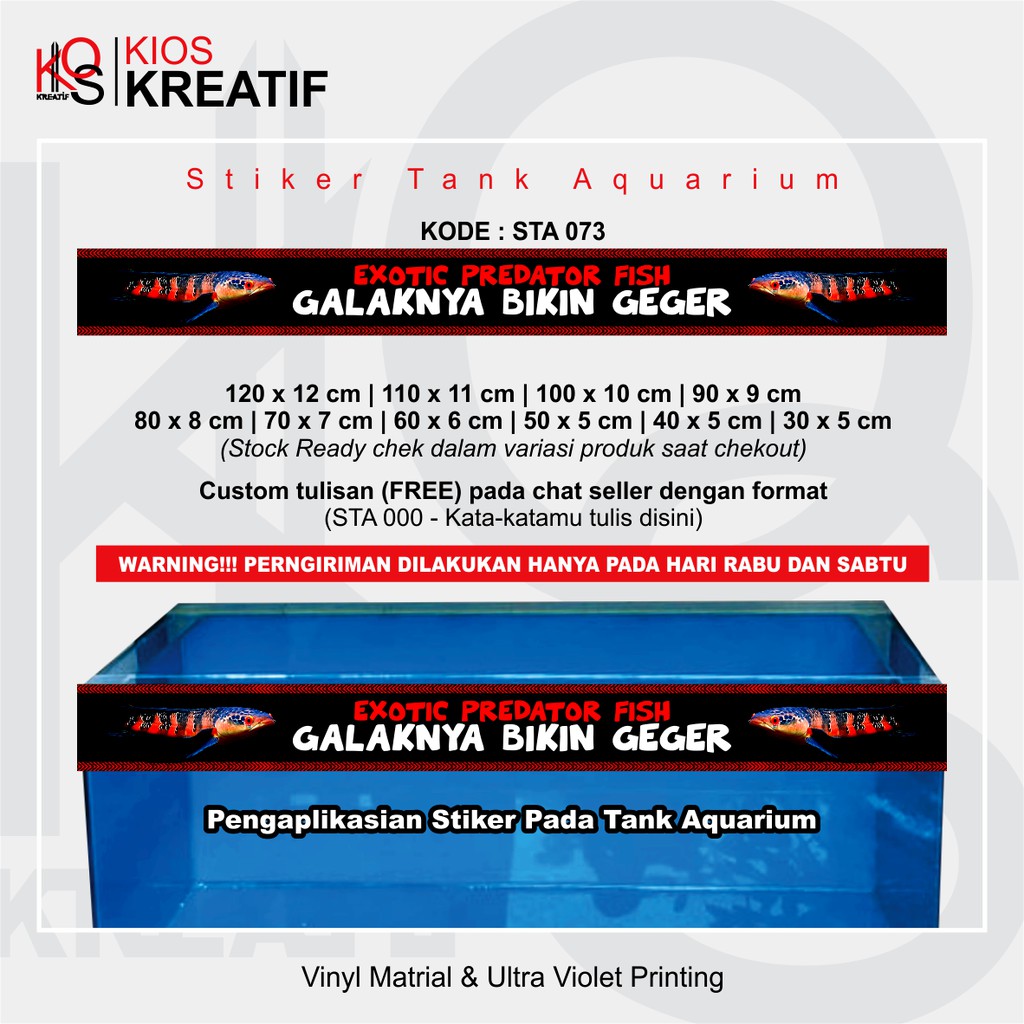 stiker tank aquarium "Exotic predator fish, Galaknya Bikin Geger"