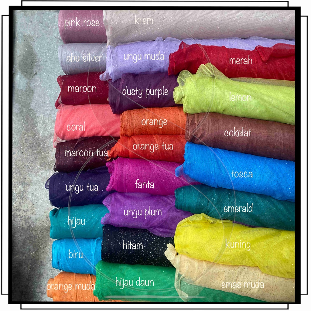 (per meter) KAIN TILE GLITER HALUS/SOFT TULLE