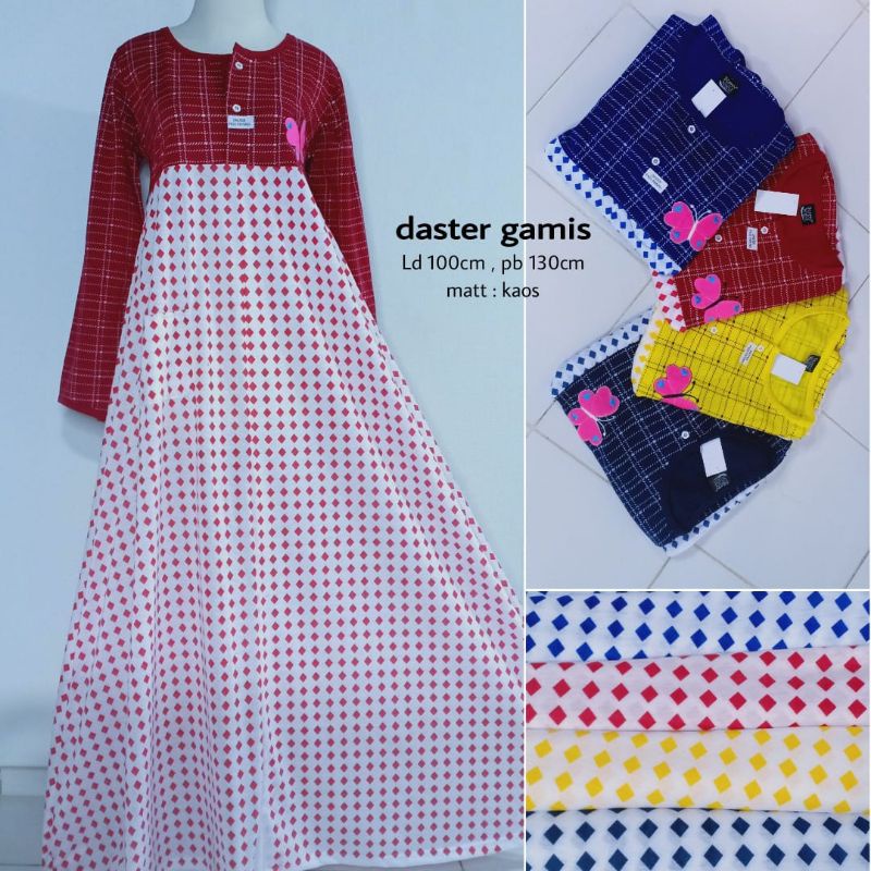 Gamis Cewe Panjang Bahan Kaos Motif Kekinian