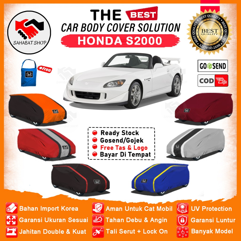 Sahabat Body Cover Mobil S2000 / Sarung Penutup Honda S2000 Outdoor / Selimut Tutup Mantel Pelindung Pembungkus Jas Mantol Terpal Kelambu Kerodong Kerudung Tutupan Bungkus Mobil Sedan S2000 Waterproof Anti Air Model Orange