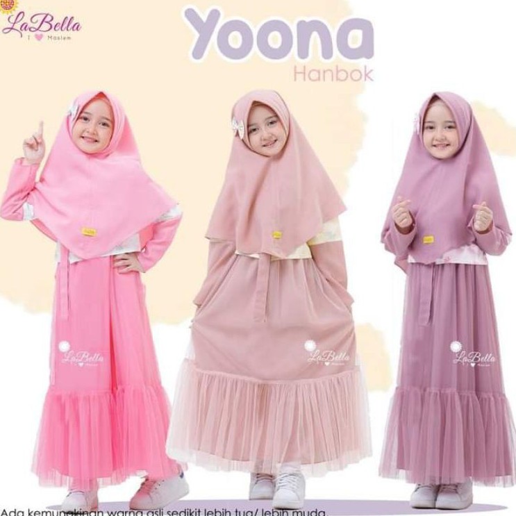 BAJU GAMIS ANAK PEREMPUAN TUTU TERBARU YOONA LABELLA GAMIS ANAK PESTA HANBOK