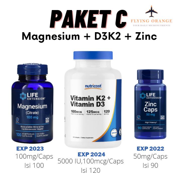 Paket Quatro C - Vitamin D3 + K2 + Magnesium + Zinc
