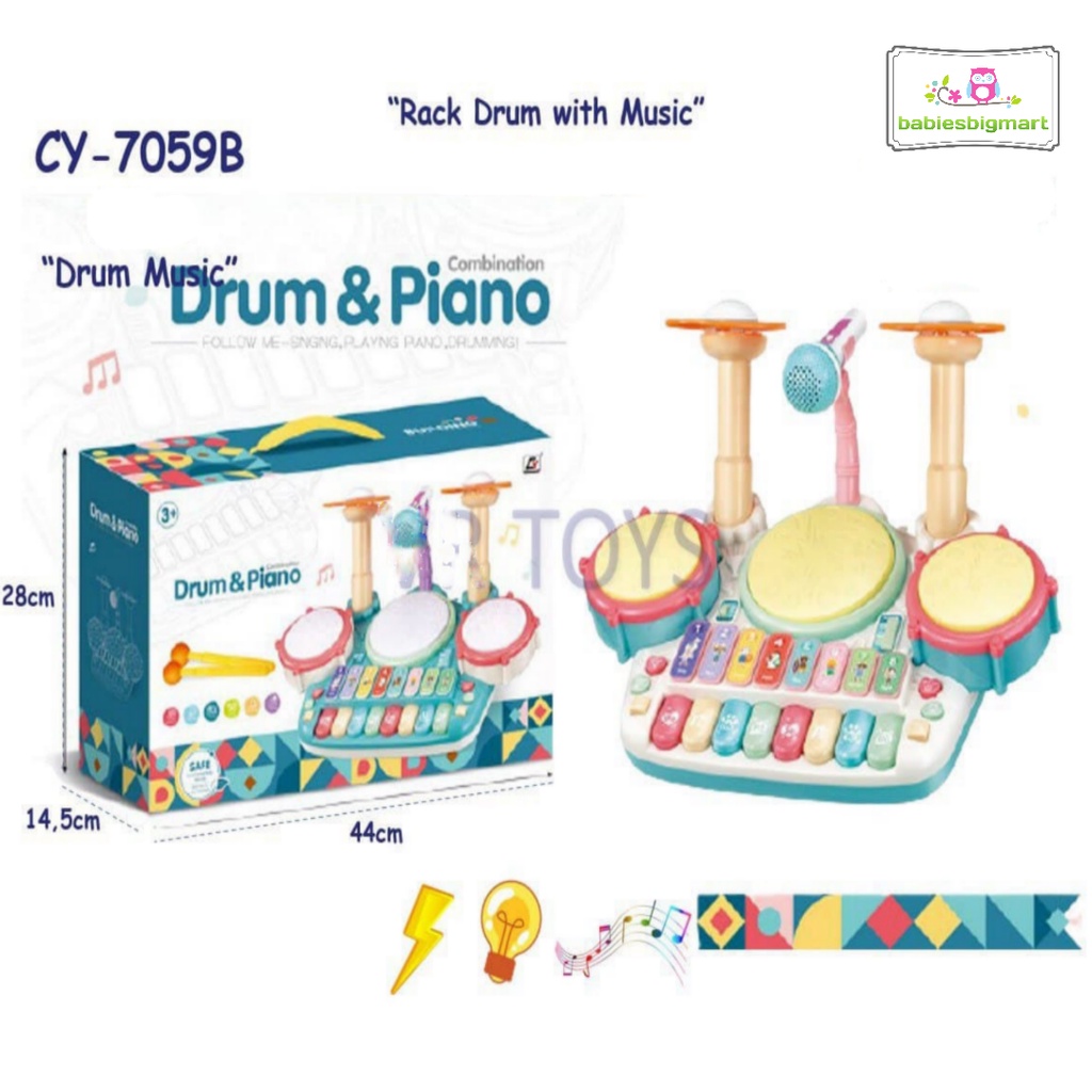 Mainan Anak Alat Musik Keyboard Drum Piano Xylophone Elektronik CY7059